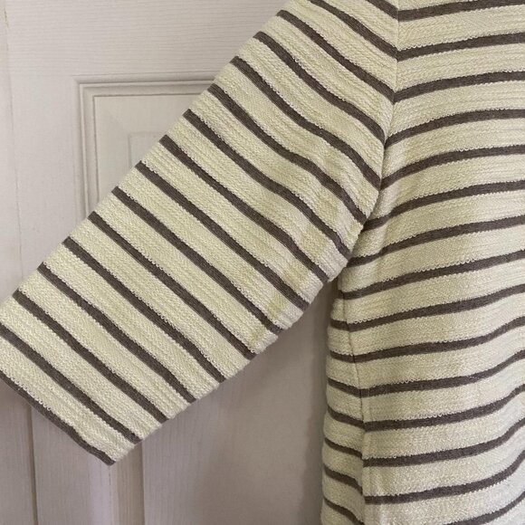 LOGO Lori Goldstein Womens Striped Boucle Gauze Hem 3/4 Sleeve Blouse Size Small - Picture 6 of 8